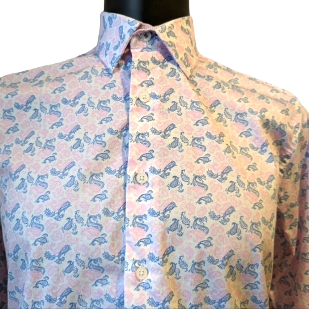 Report Collection paisley print button front shirt small Slim Fit